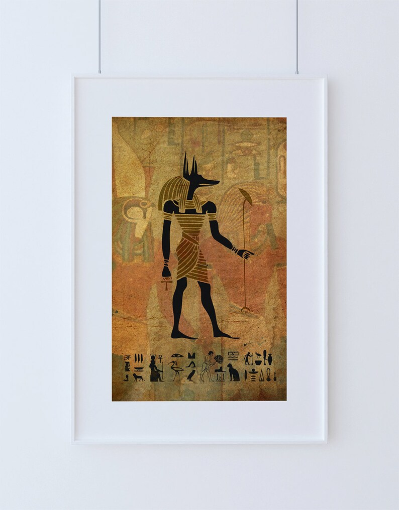 Egyptian Anubis Print Vintage Ancient Egypt Decor Ocean Wall - Etsy