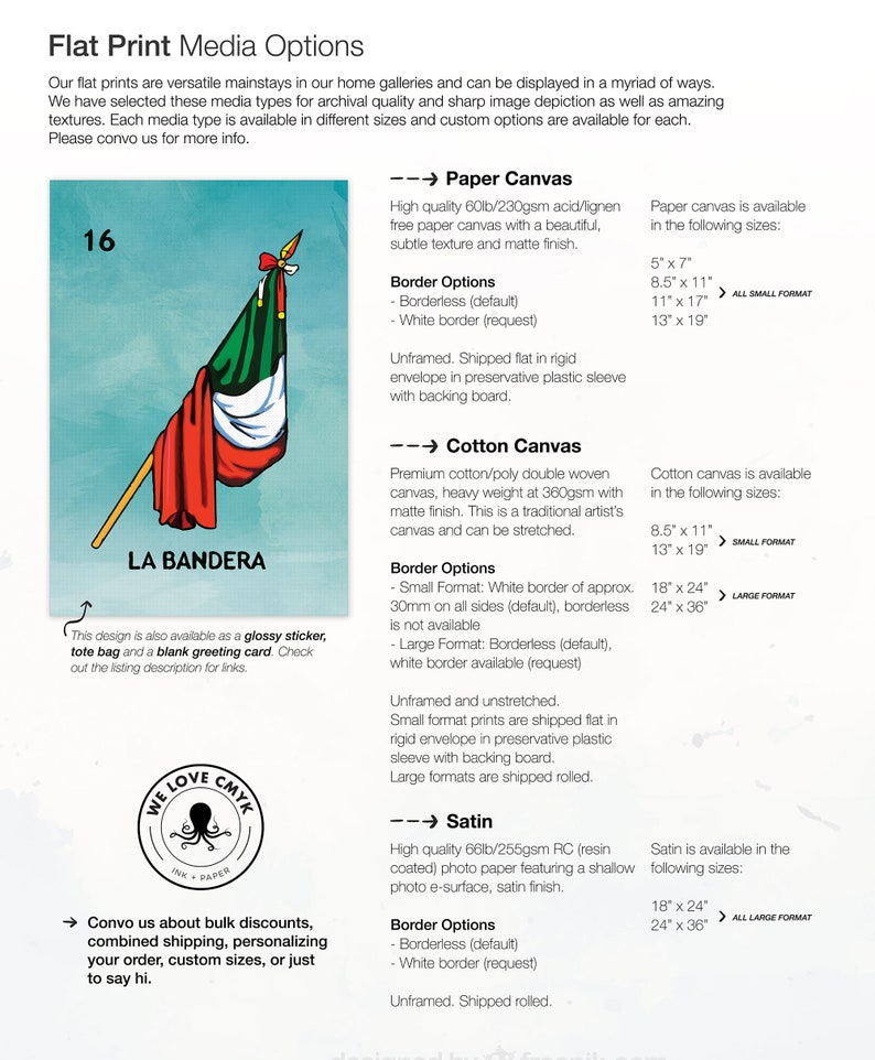 La Bandera Loteria Art Print Mexican Flag Pop Art Canvas Art Etsy