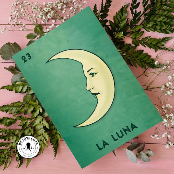 Blank Card Featuring La Luna from Loteria Card Game Retro Mexican Greeting Card