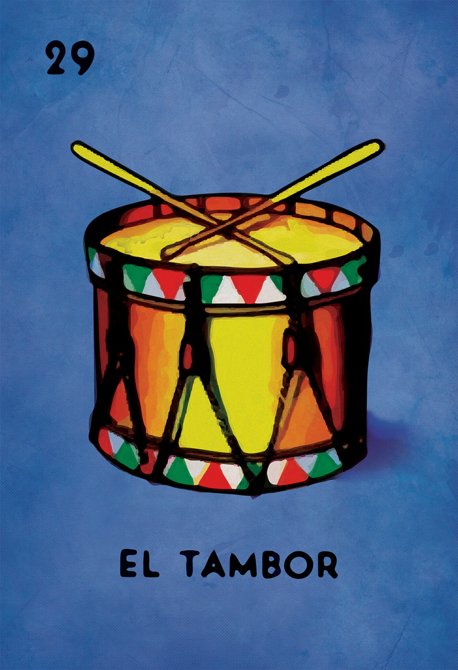 Loteria El Tambor Mexican Retro Illustration Art Print Vintage Etsy