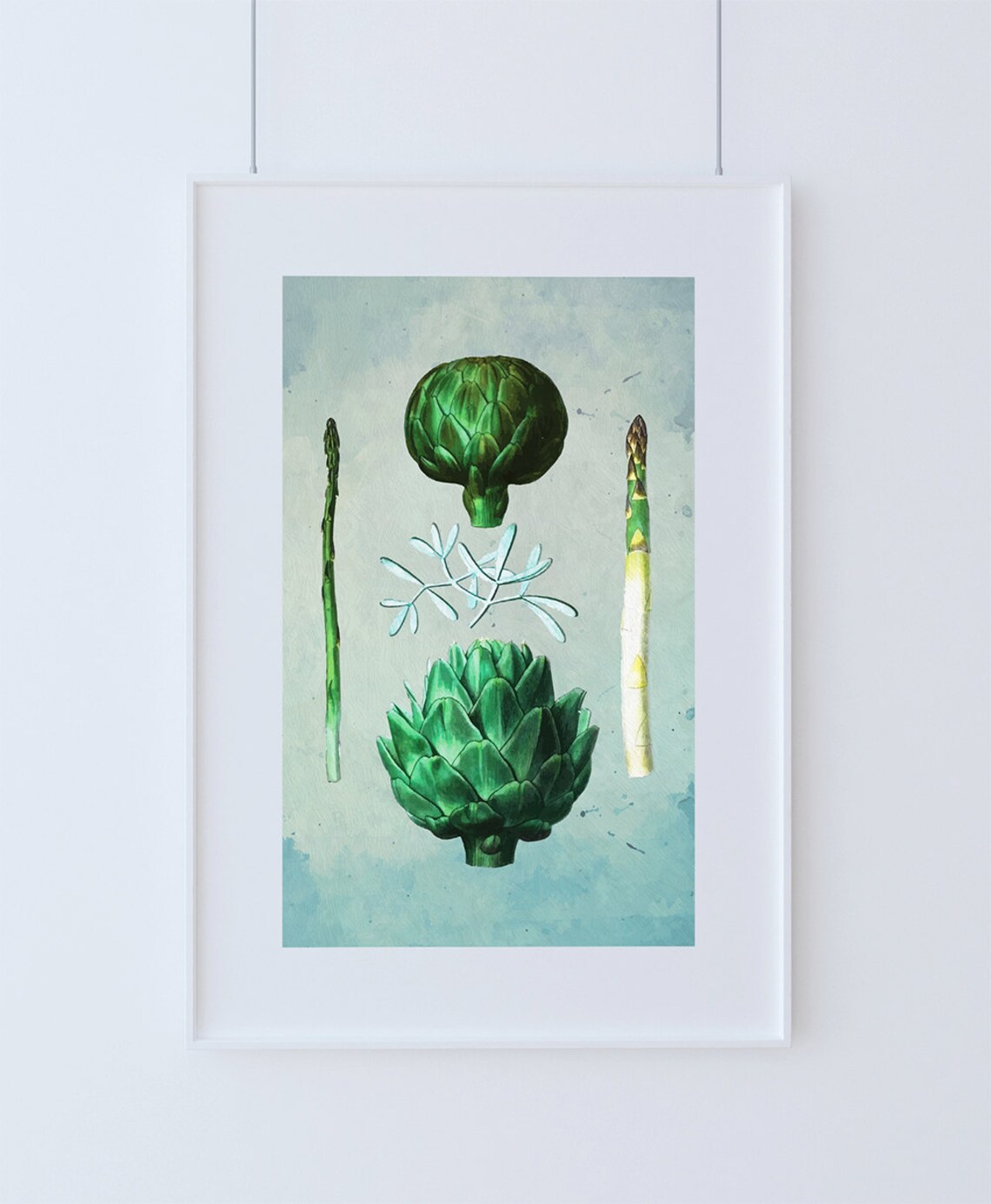 Kitchen Print Kitchen Decor Artichoke & Asparagus Art Rustic Etsy