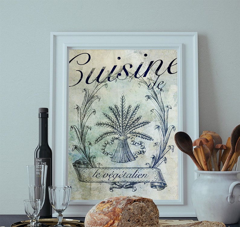 French Vegan Kitchen Decor Art Rustic Farmhouse Giclee Print Etsy