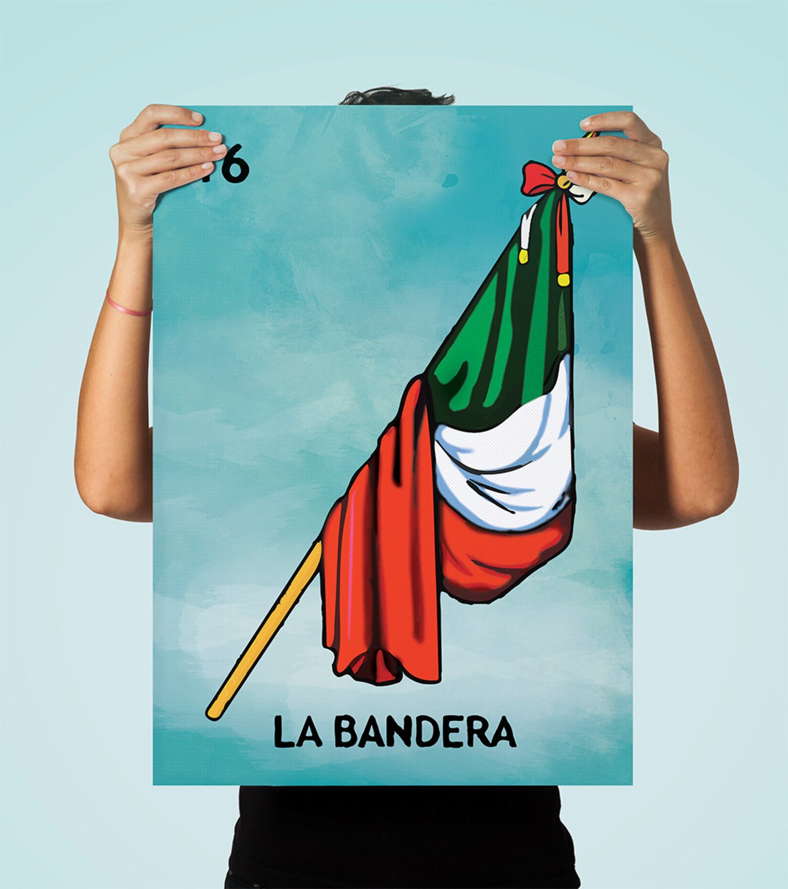 La Bandera Loteria Art Print Mexican Flag Pop Art Canvas Art Etsy