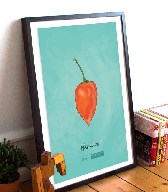 Habanero Chili Pepper Kitchen Giclee Art Print Cotton Canvas Etsy