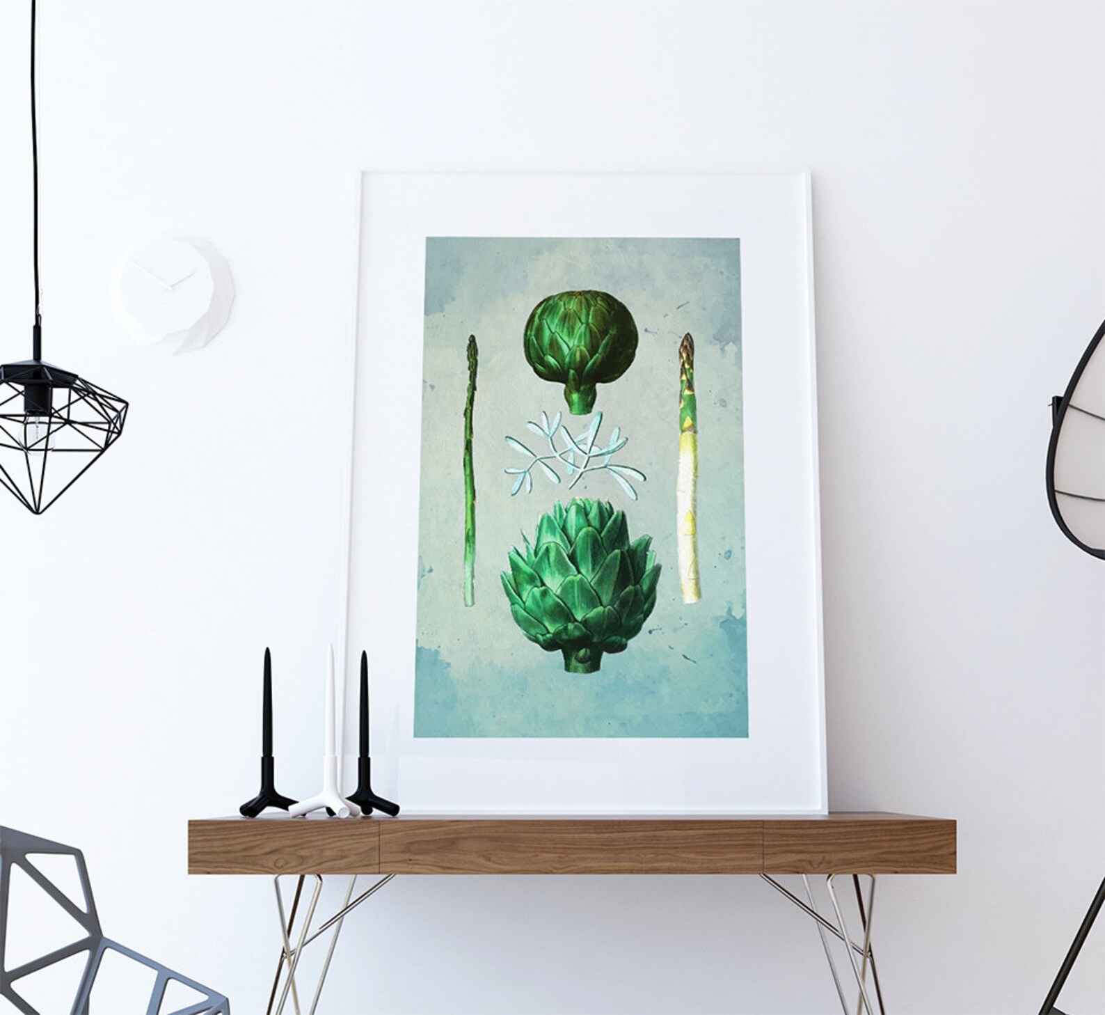 Kitchen Print Kitchen Decor Artichoke & Asparagus Art Rustic Etsy