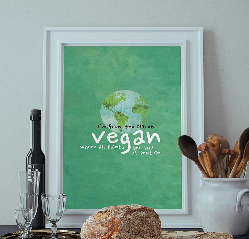Vegan Poster Kitchen Print Original Giclee Print on Cotton Etsy
