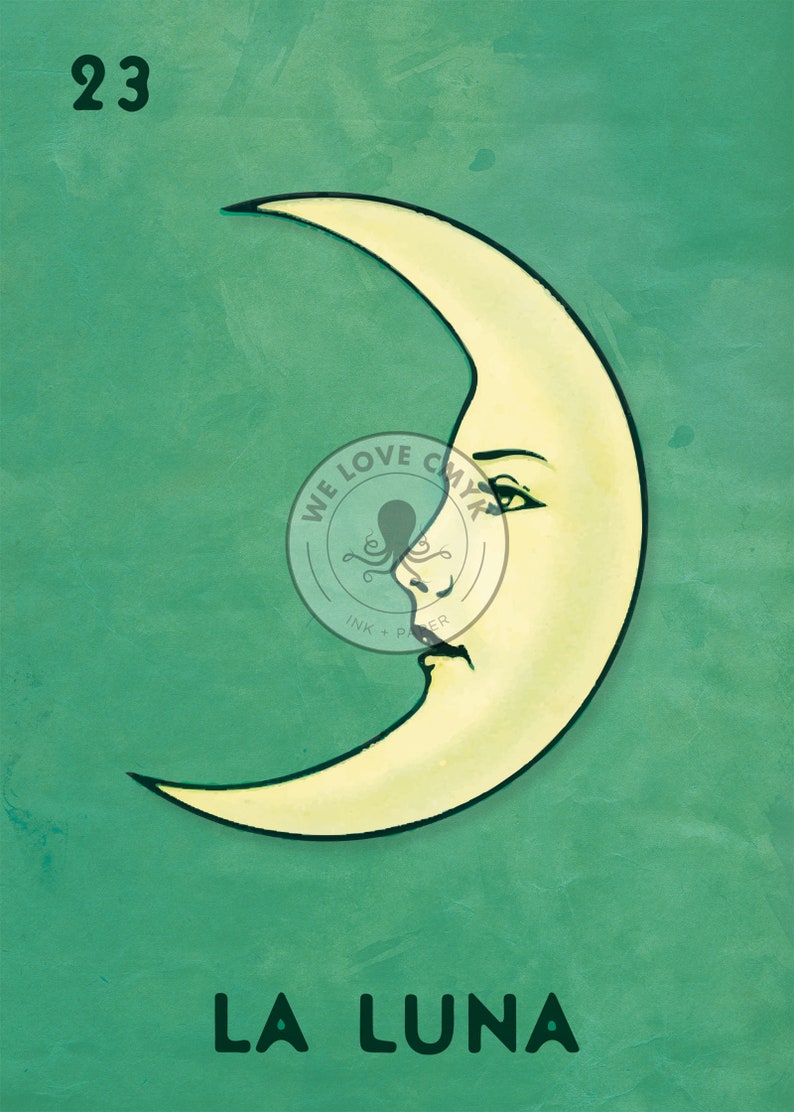 Blank Card Featuring La Luna from Loteria Card Game Retro Mexican Greeting Card