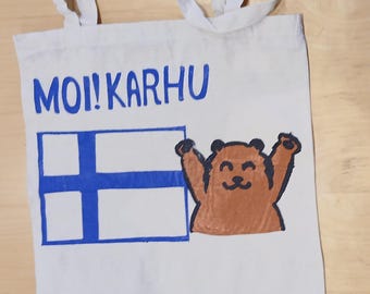 Bolso tote con osito, bolso tote finlandés, Karhu