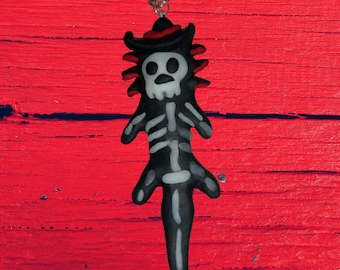 Axolotl necklace, Day Of the Death necklace, Skeleton necklace