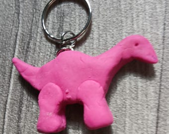 pink dinosaur keyring, dinosaur charm