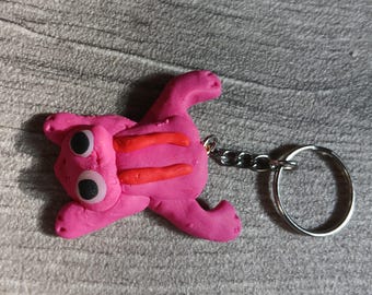 Pink frog keyring, frog charm