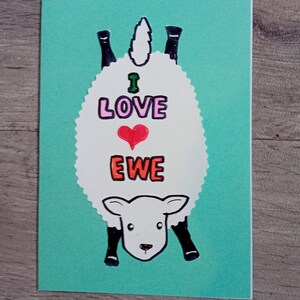 I love ewe, sheep card, love card