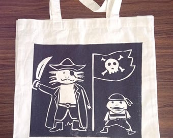 Bolso de mano pirata, bolso de mano orgánico, bolso de ajolote, bolso de rana