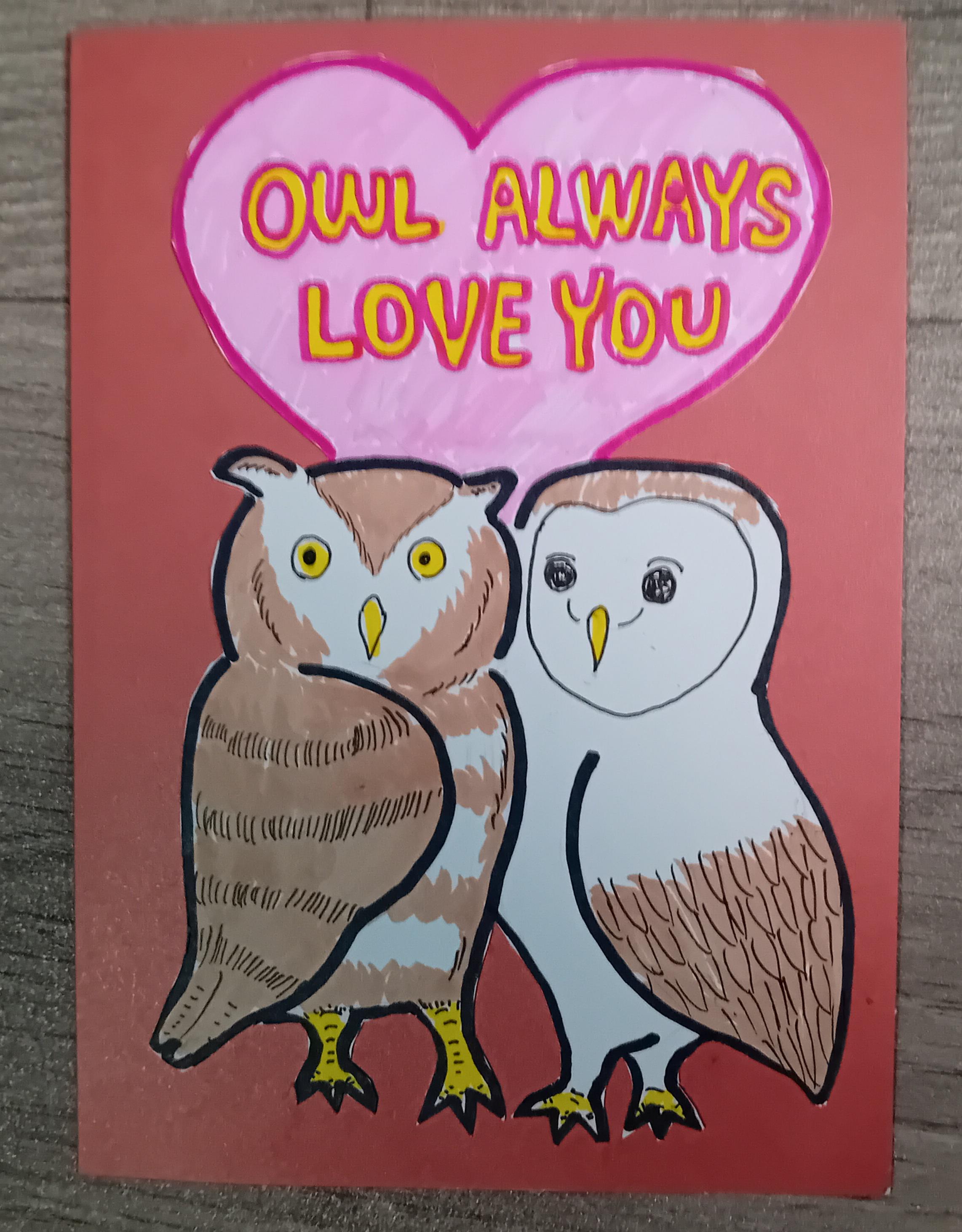 フクロウはいつもあなたを愛しています、フクロウカード、ラブカード