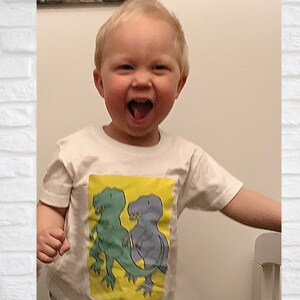DINOSAURIE-T-SHIRT, Populära T-shirts, Premiumtryckt T-shirt, T-Rex-T-shirt, Slitstark bomull digitaltryckt dinosaurie-bekväm T-shirt bild 3