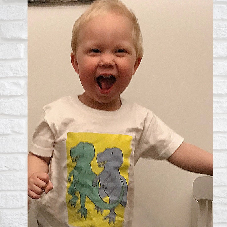 DINOSAURIE-T-SHIRT, Populära T-shirts, Premiumtryckt T-shirt, T-Rex-T-shirt, Slitstark bomull digitaltryckt dinosaurie-bekväm T-shirt bild 3