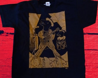 CAMISETA DE BANDA T REX, Camiseta estampada a mano, Camiseta de banda de rock, Camiseta de banda, Camiseta con estampado de dinosaurio de banda retro única, Camiseta para amantes de la música