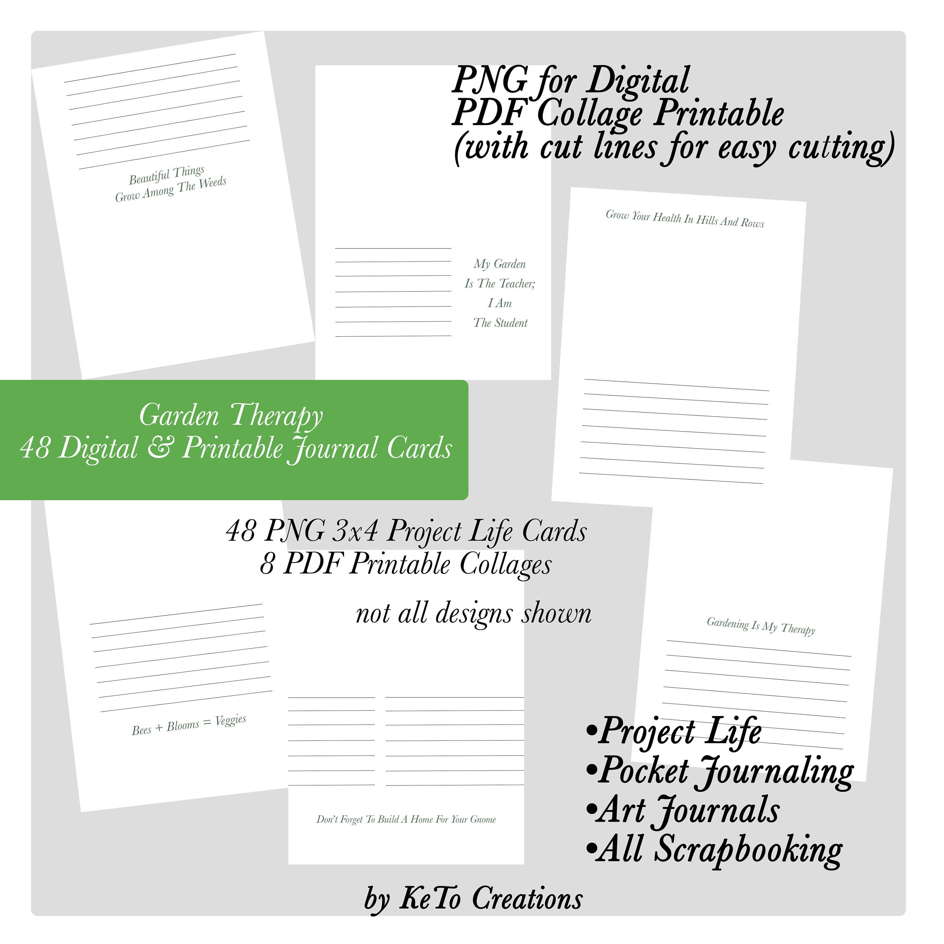 48 3x4 Garden Digital Printable Project Life Pocket Journal Etsy