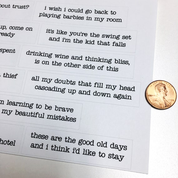 129 Pink Lyrics Word Stickers P Nk Lyrics Sentiment Tim Holtz Inspired Small Talk Kiss Cut Stickers Of Pink Lyrics