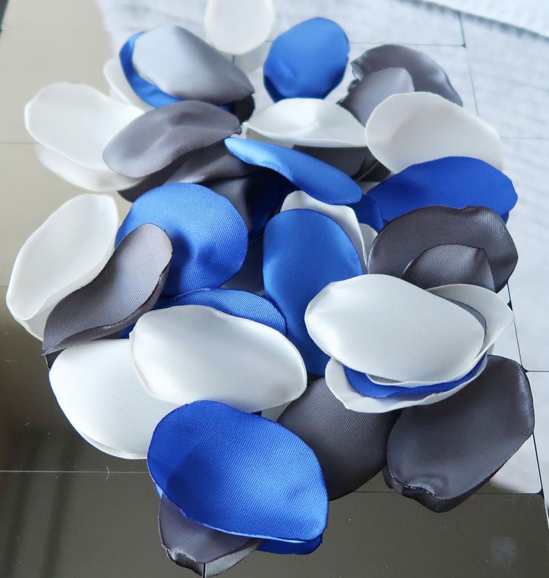 Premium Grey Silver Ivory And Royal Blue Rose Petals Etsy