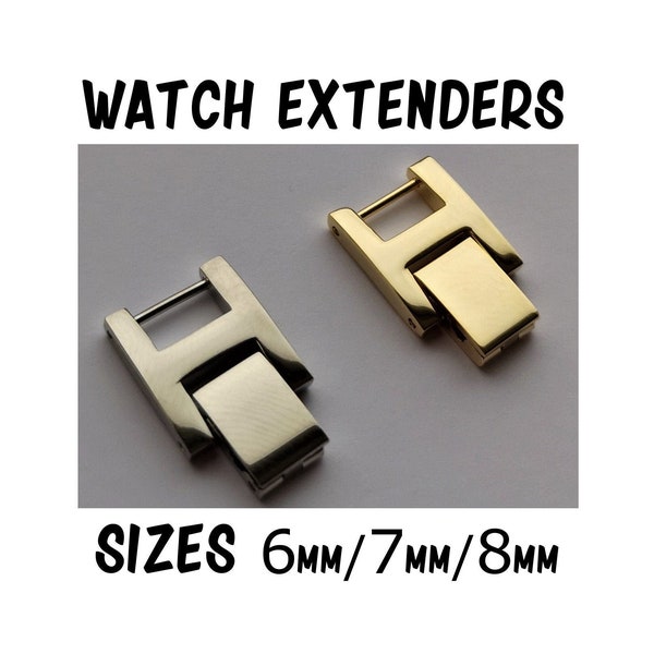 Watch Strap Extender for Wrist Watch Bracelet Extenders Band Clasp with Fold Over Link Clasp - 5mm / 6mm / 7mm