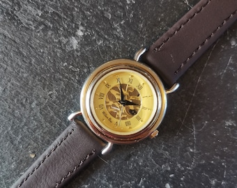 Reloj de cuarzo willow bay vintage para mujer // con correa de cuero genuino // y diseño de esfera de camuflaje