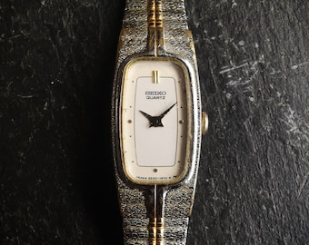 Vintage Seiko damklocka i krom och guld, kvarts