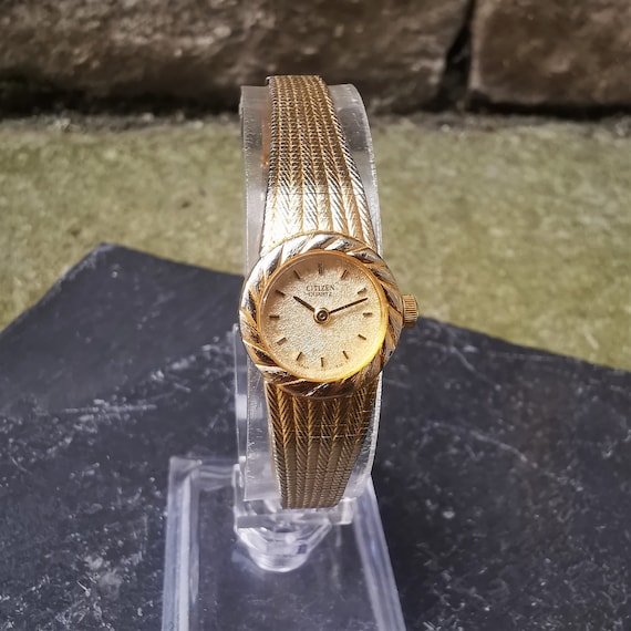 Vintage Women's Citizen Gold Plated Watch With Textured - Etsy