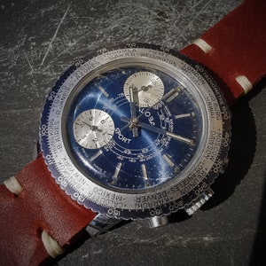 Men&#39;s GLOBA SPORT Vintage Chronograph Watch // 1950s 1960s Mechanical Swiss Watch // Rare Watch // Hand Crafted 100% Leather Strap