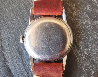 Reloj mecanico de acero inoxidable Vintage Zenith Victorious Con correa de cuero genuino Y subesfera Etsy Mexico