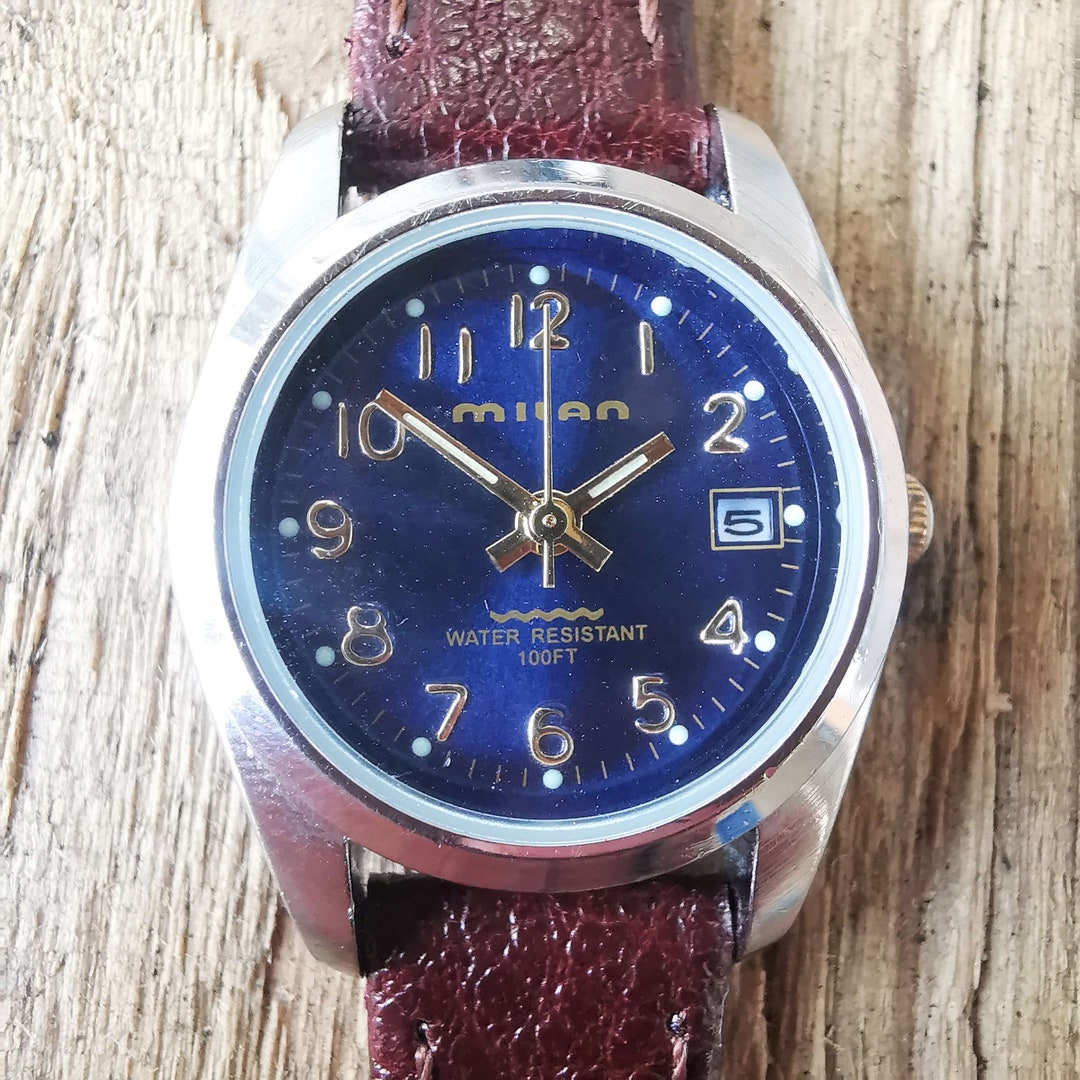 Vintage Women s MILAN Quartz Watch With A New Brown Genuine Leather Strap Etsy UK