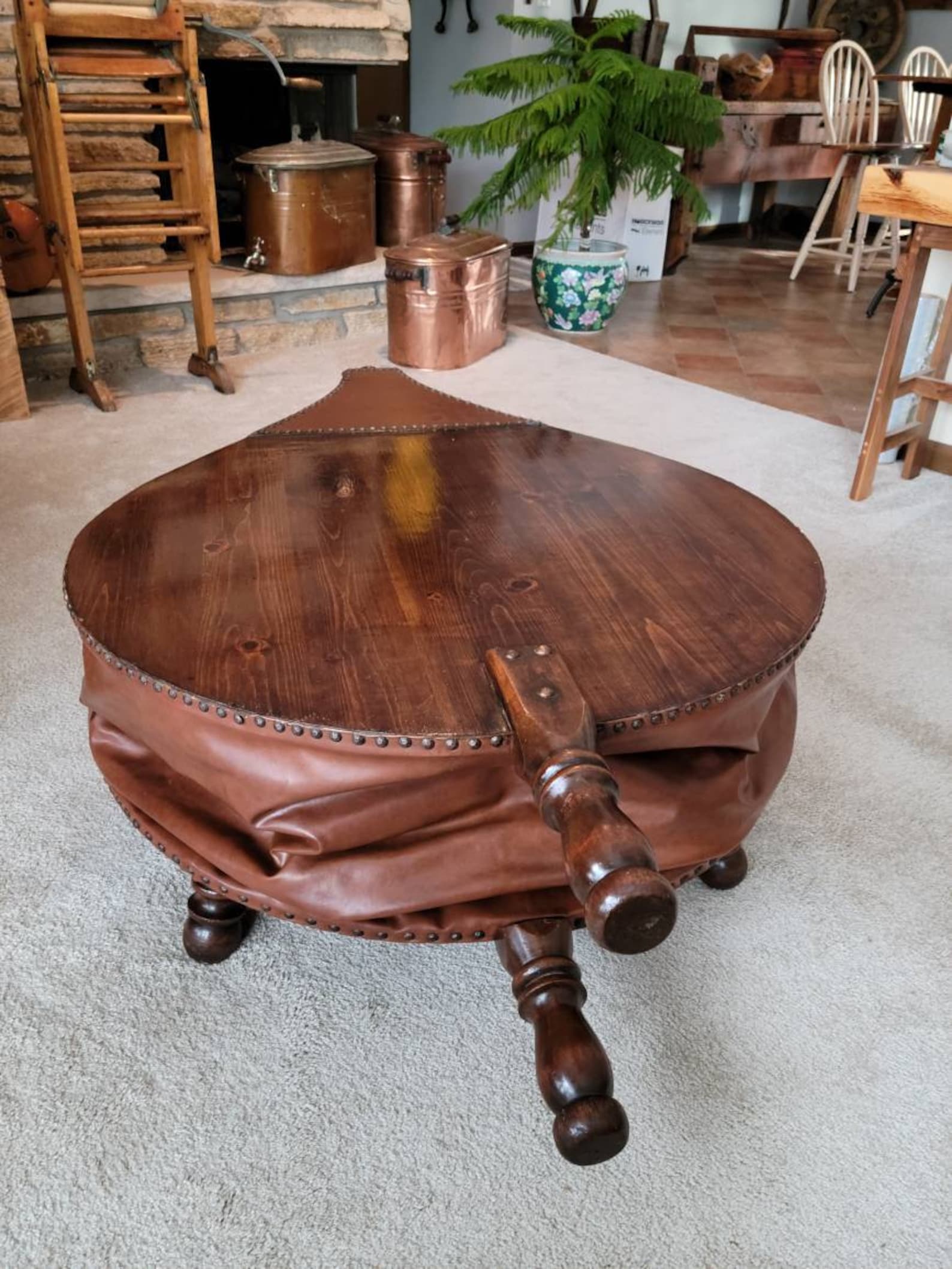 Unique Antique Bellows Studded Coffee table Etsy