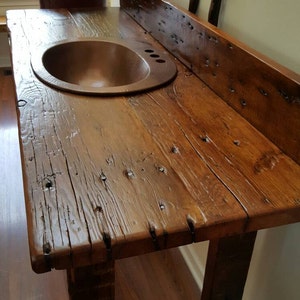 Rustic Reclaimed, Barn Wood Vanity with Open Shelf Custom Order Only.