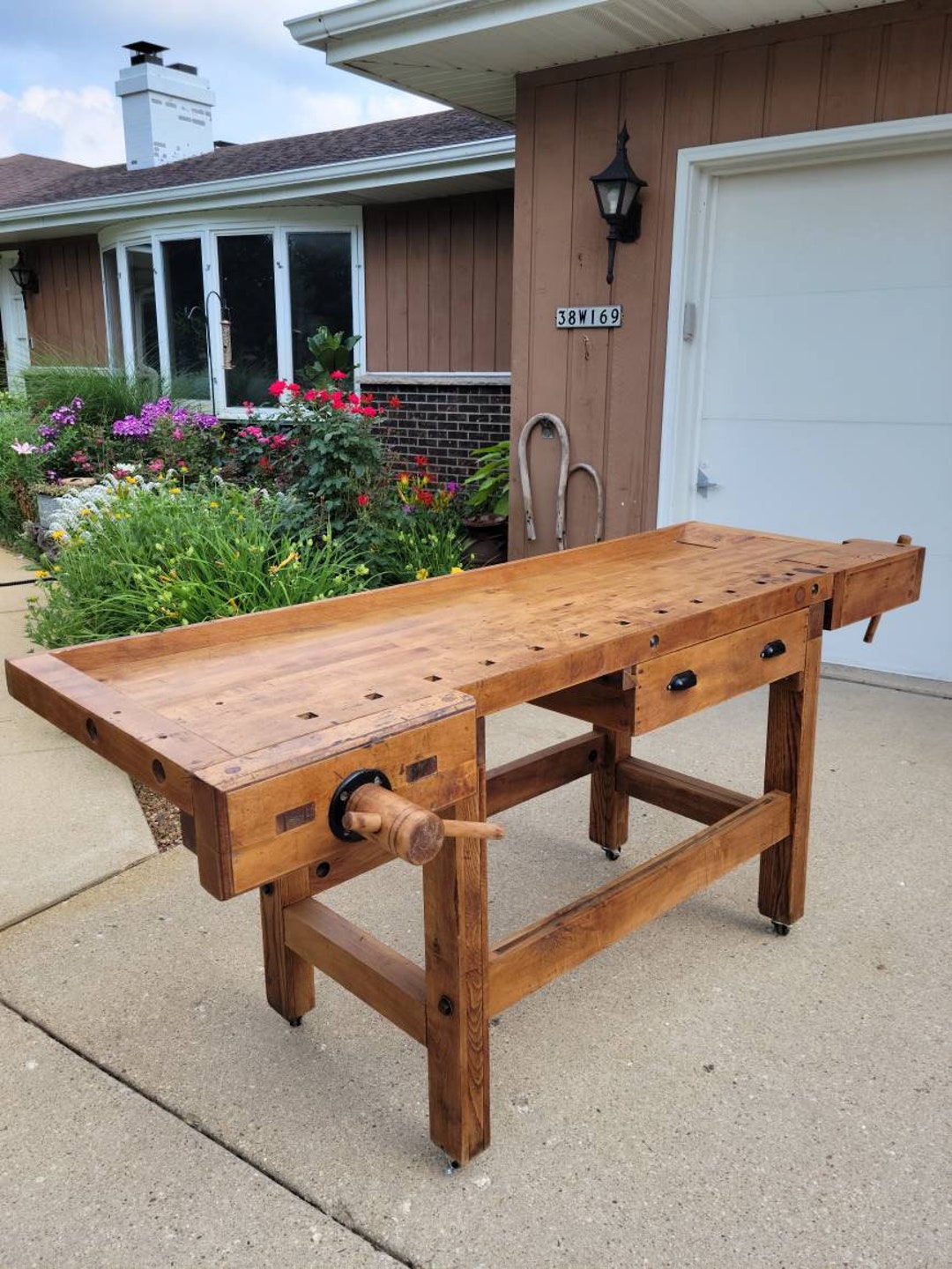 Antique Carpenters Workbench/office Table/kitchen Island Etsy