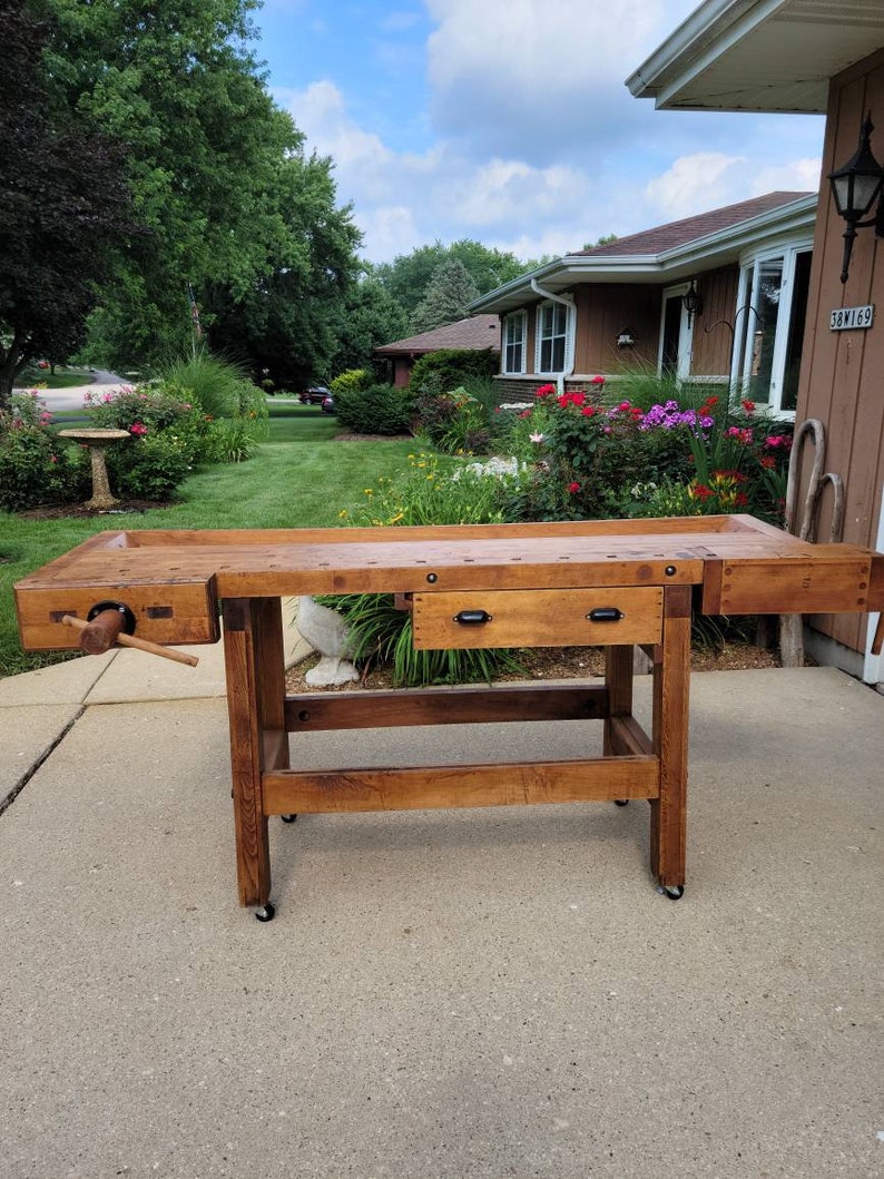 Antique Carpenters Workbench/office Table/kitchen Island Etsy