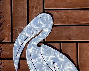 Arte de metal con pelícano de aluminio, decoración de jardín costero