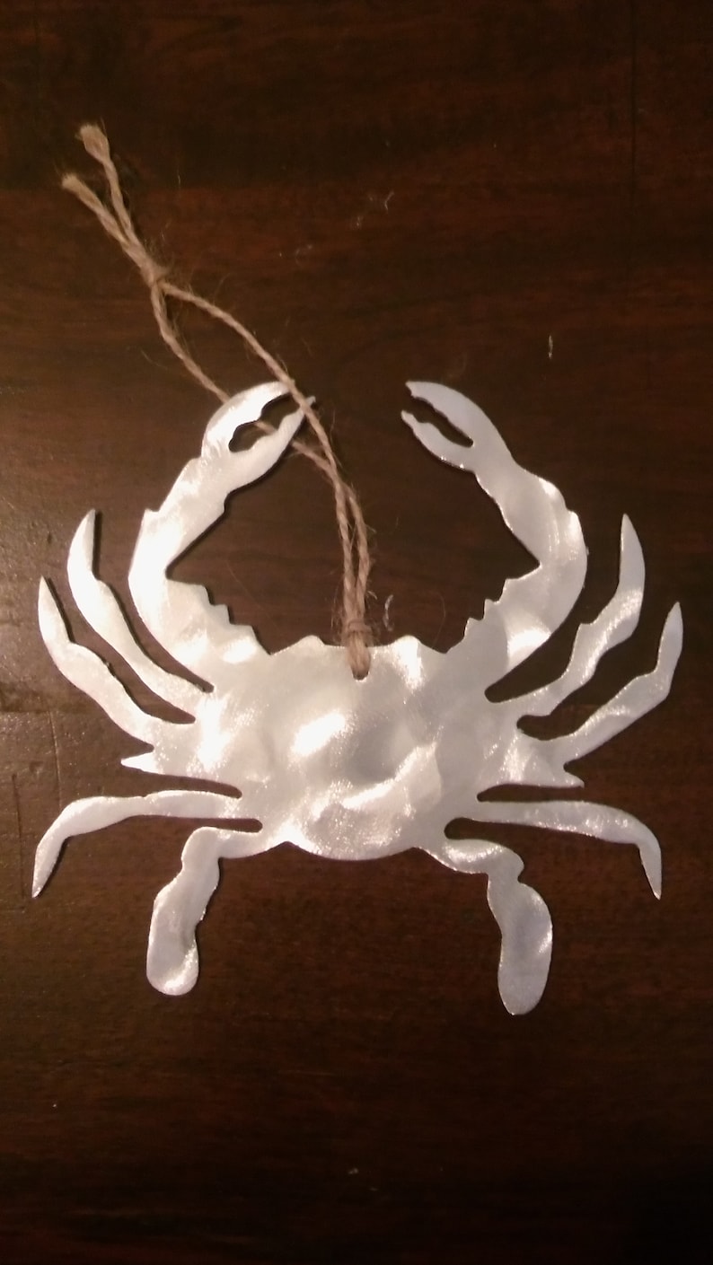 Perfect Gift perferct for tree or hang anywhere Stocking Stuffers! Won/'t rust Nautical Aluminum metal Blue Crab Christmas Ornament