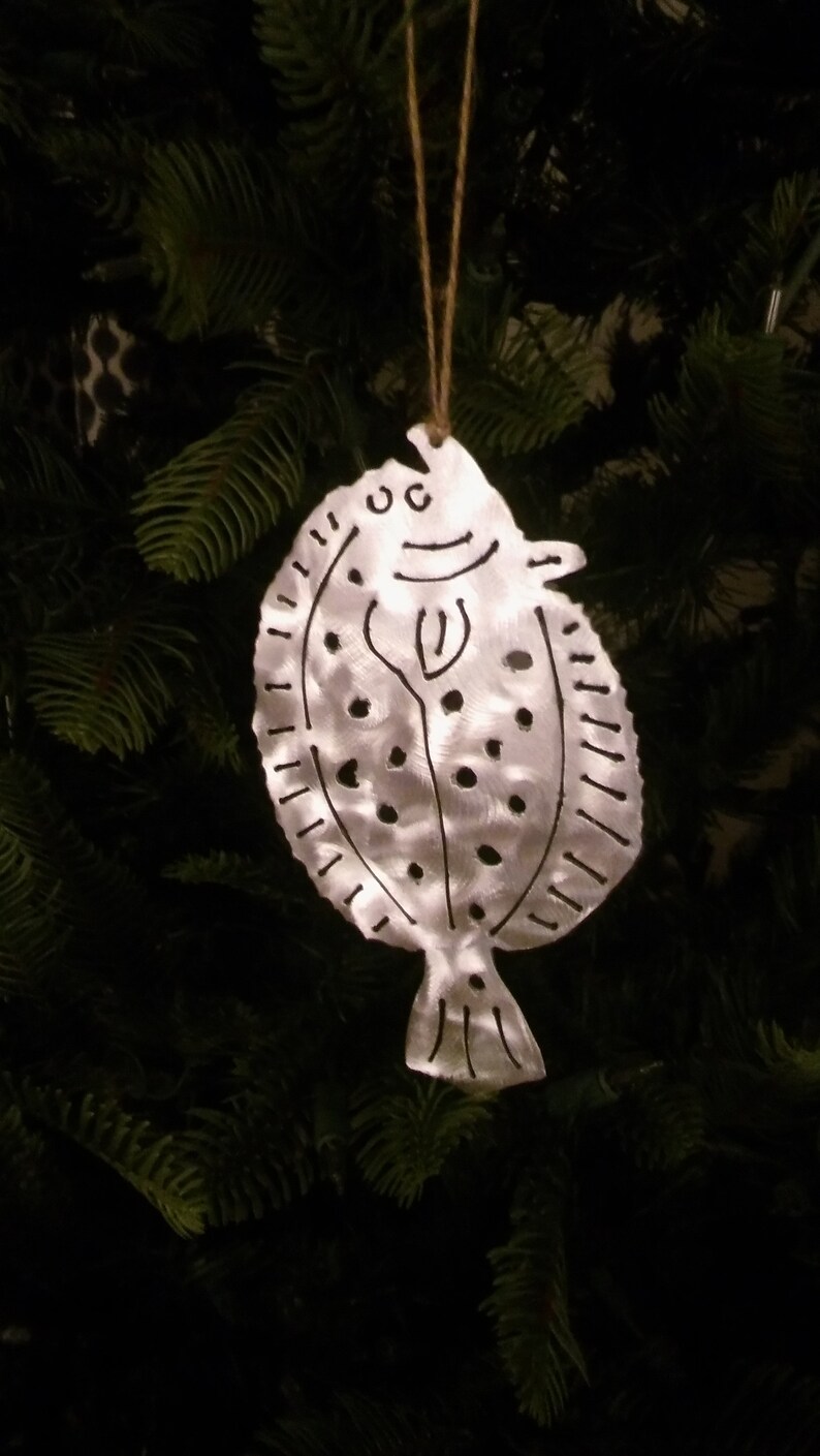 Flounder Christmas Ornament Nautical Aluminum Metal for Tree Etsy
