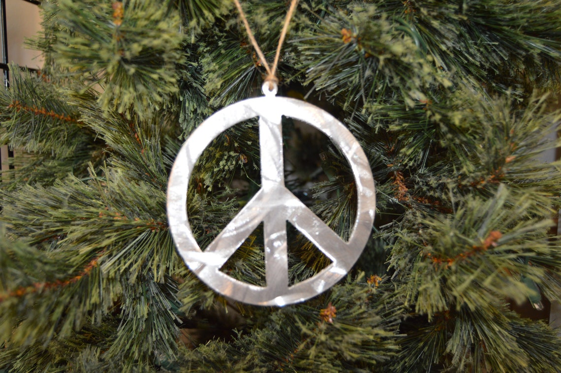 Peace Sign Christmas Ornament Nautical Aluminum Metal Etsy