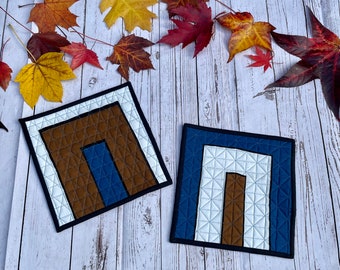 Quilted Pot Holders, Modern Pot Holders, Sophisticated Pot Holders,  Neutral Pot Holders, Contemporary Kitchen