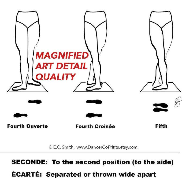 Positions de danse de ballet, impression de danse, art numérique, danse, art mural de danse, téléchargement numérique, téléchargement immédiat, art imprimable, impression de typographie image 3