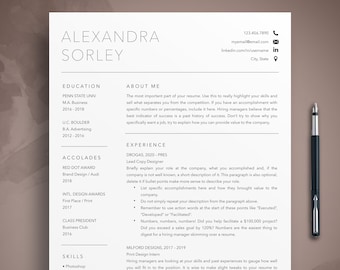 Creative Resume Template: Cover Letter & References (Digital Download)