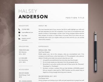 Creative Resume Template: Modern Cover Letter, References (MS Word, Mac, PC)
