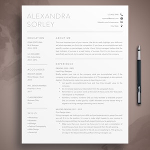 Plantilla de currículum profesional, plantilla de carta de presentación, referencias, plantilla de currículum creativo, currículum de profesor, descarga digital instantánea, Alexand