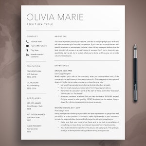 Nurse Resume Template / Registered Nurse Resume Template One Page, Nursing Resume, Medical Resume Template, RN Resume, New Grad Nurse Olivia