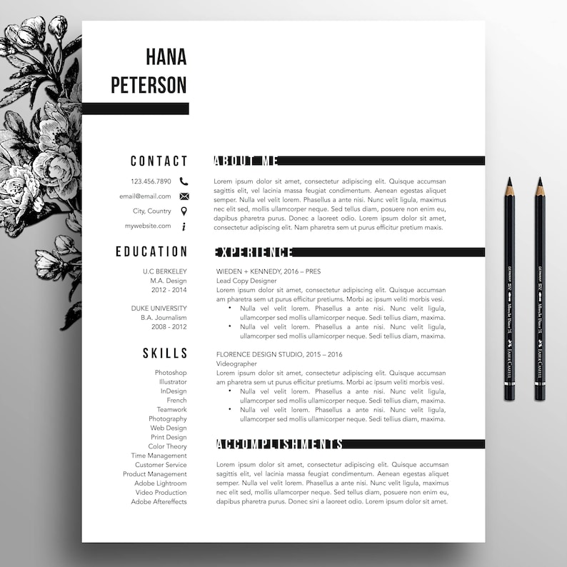 Professional Resume Template Cover Letter Template Etsy