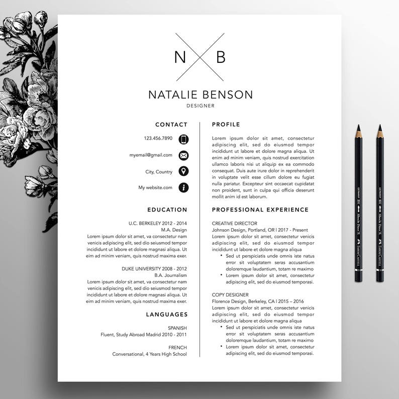 Moderne Lebenslauf Vorlage Anschreiben Vorlage Für Word Etsy