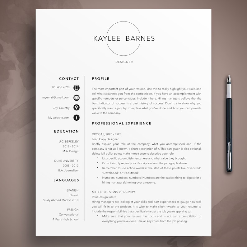 Modern Resume Template: Creative CV & Cover Letter (Digital Download) image 1
