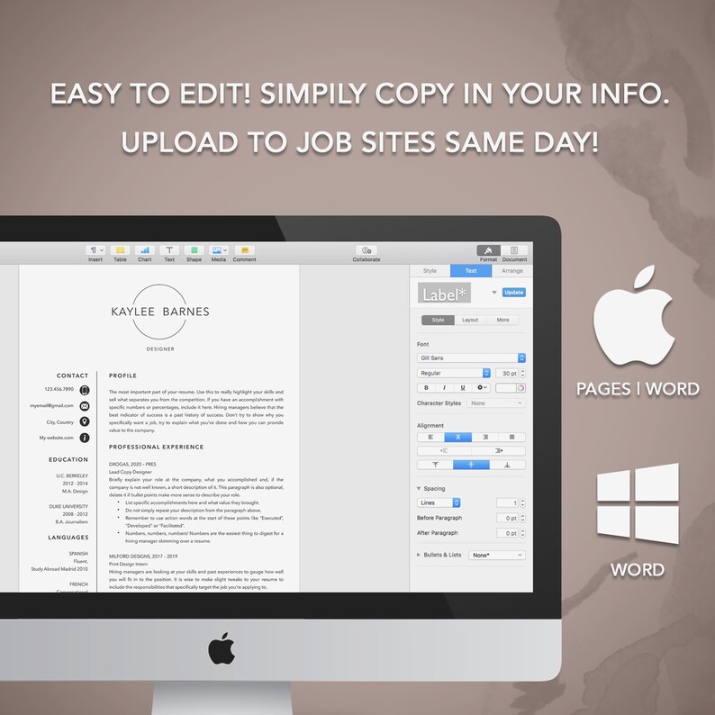 Modern Resume Template: Creative CV & Cover Letter (Digital Download) image 8