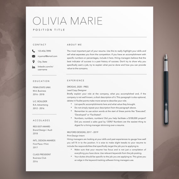 Nurse Resume Template: Professional RN Resume (Digital Download)